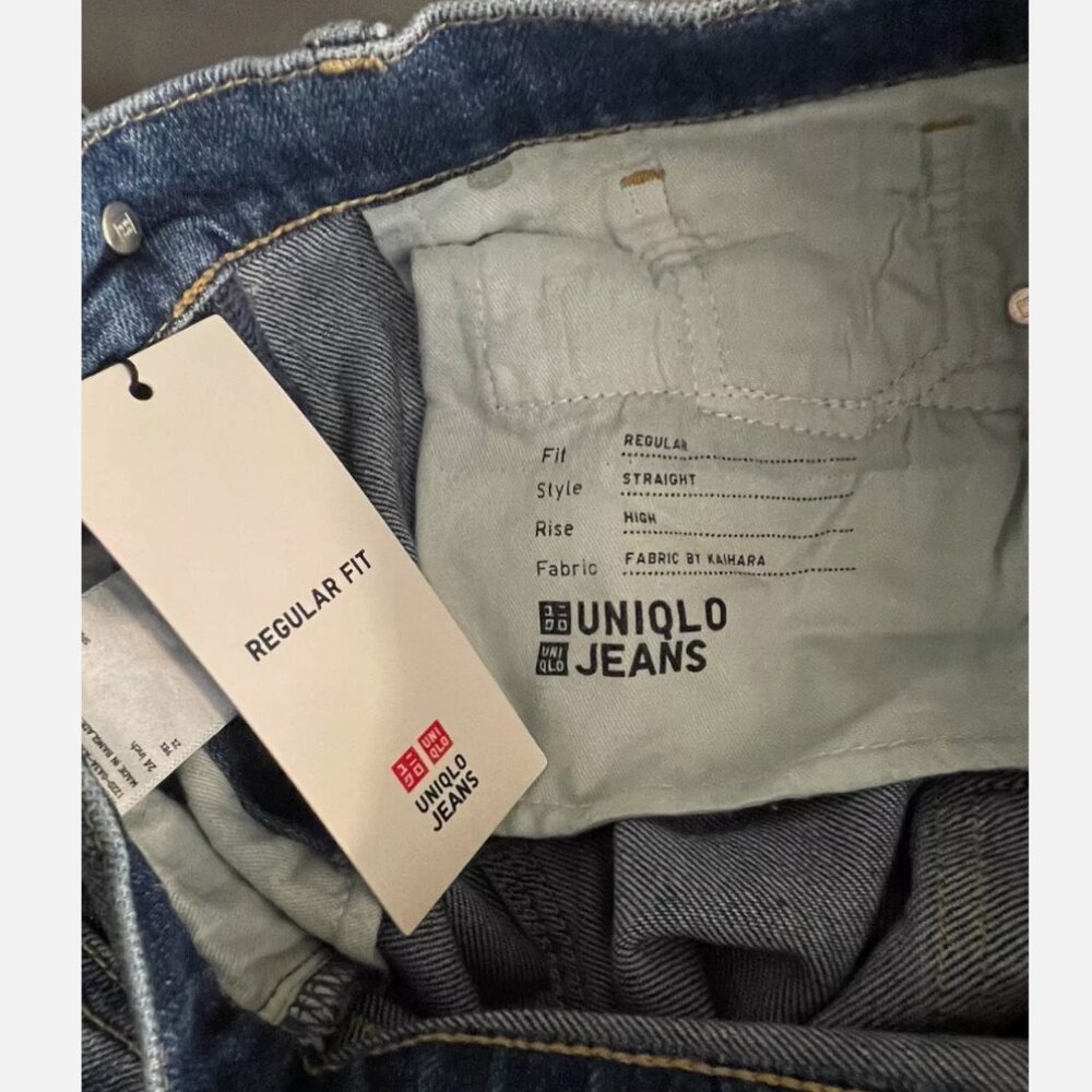 Uniqlo High Rise Straight Jeans Medium Wash Size 24 - Picture 3 of 3